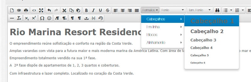 tela do wordpress com titulos