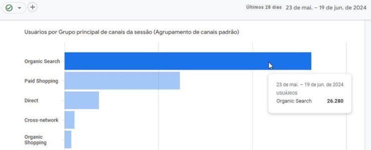 consultor seo: gráfico de tráfego orgânico de google analytics