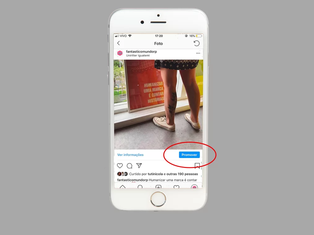 botão promover do instagram